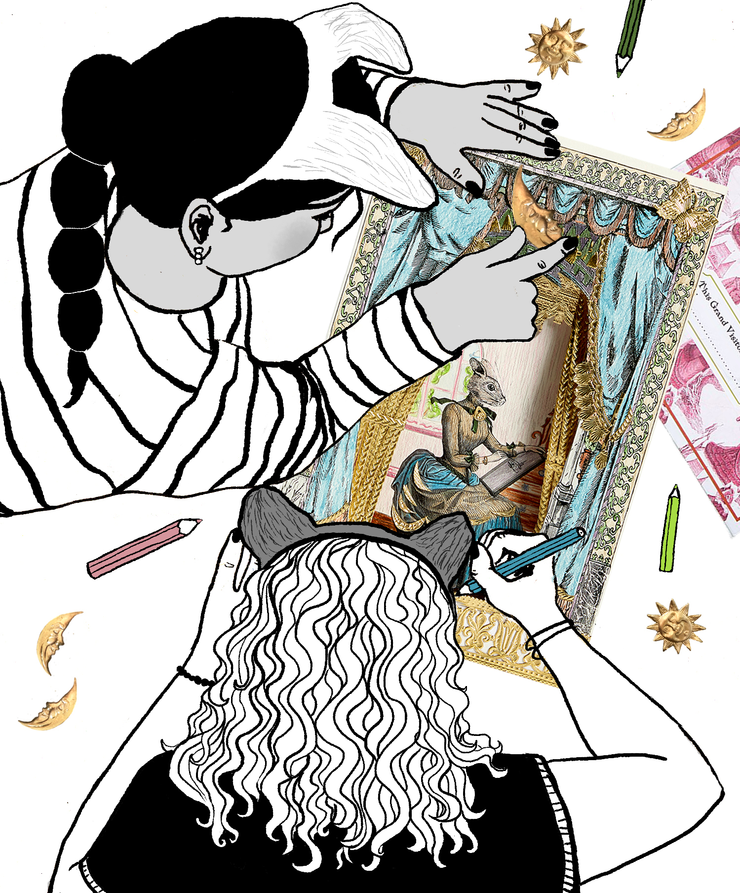 Grand Visitoria Colouring Project by Charlotte Cory with Gold Scraps 'Dresdens'