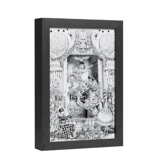 Pantomime Feast in Black and White Framed