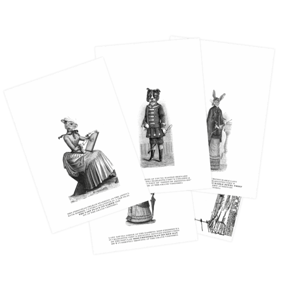 Set of Grand Visitoria Prints to colour by Charlotte Cory