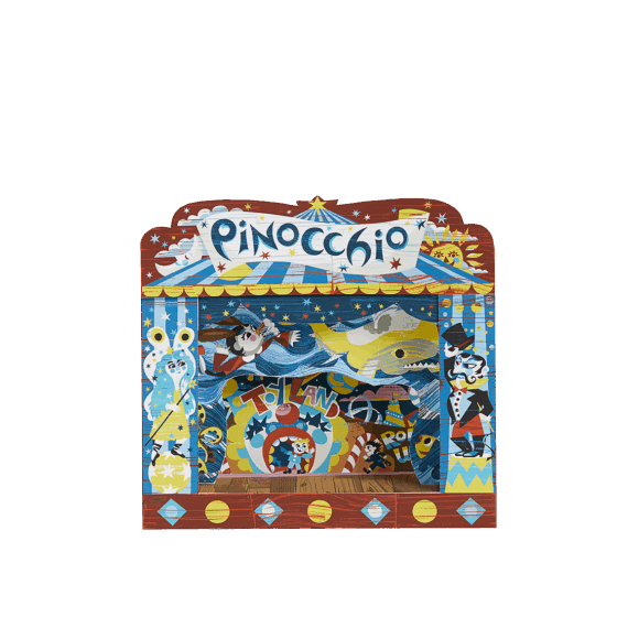Pinocchio Toy Theatre with Circus Scene by Hannah Dyson for Benjamin Pollock's Toyshop