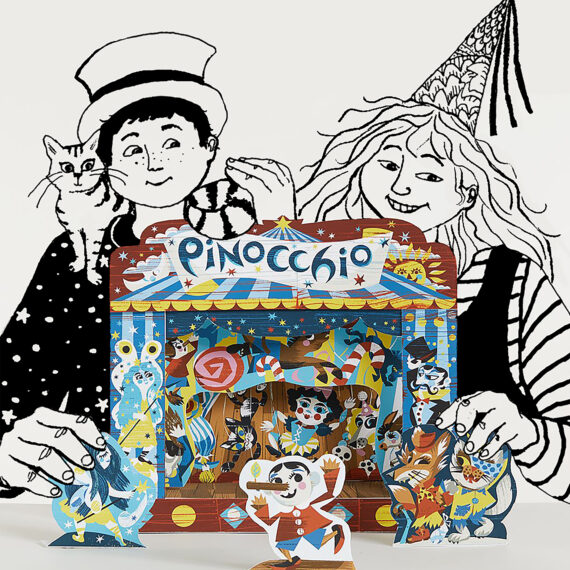 Playing with Pinocchio Toy Theatre illustration