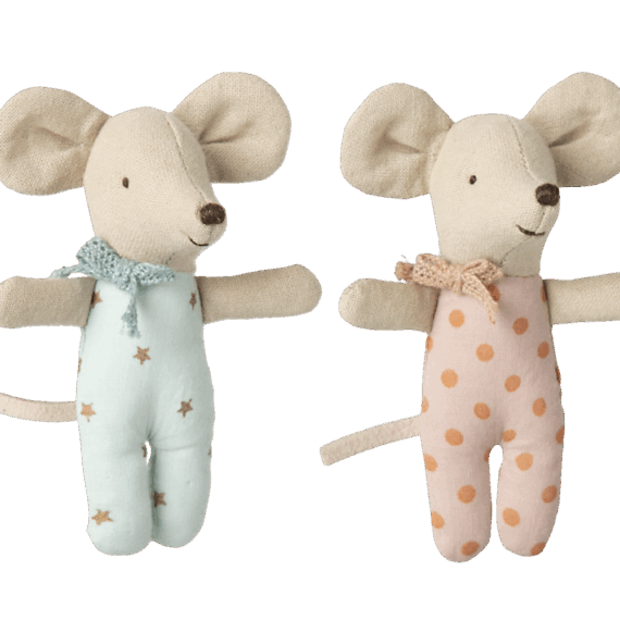 Maileg Baby Mice Twins Blue and Pink Spots
